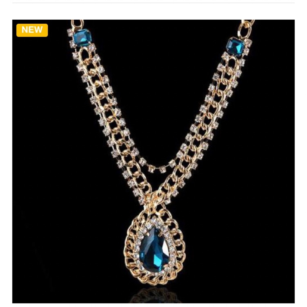Yellow Gold Plated Tanzanite Pendant Necklace